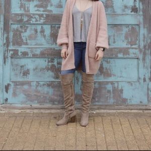 Taupe Thigh Knee High Boots